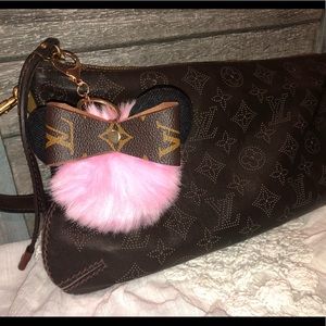 Minnie mouse keychain, fur pom pom, Bag Charm